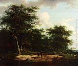 Andreas Schelfhout Two Figures In A Summer Landscape painting